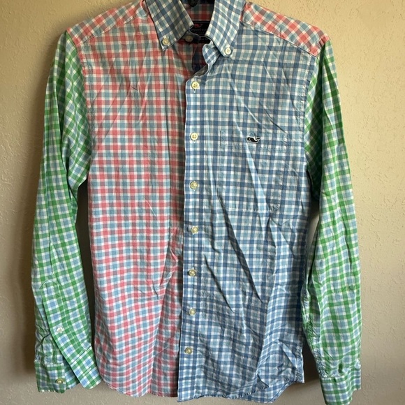 Men’s XS Blue Plaid Vineyard Vines Preppy Lightweight Slim Fit Tucker Button Up - Picture 1 of 5
